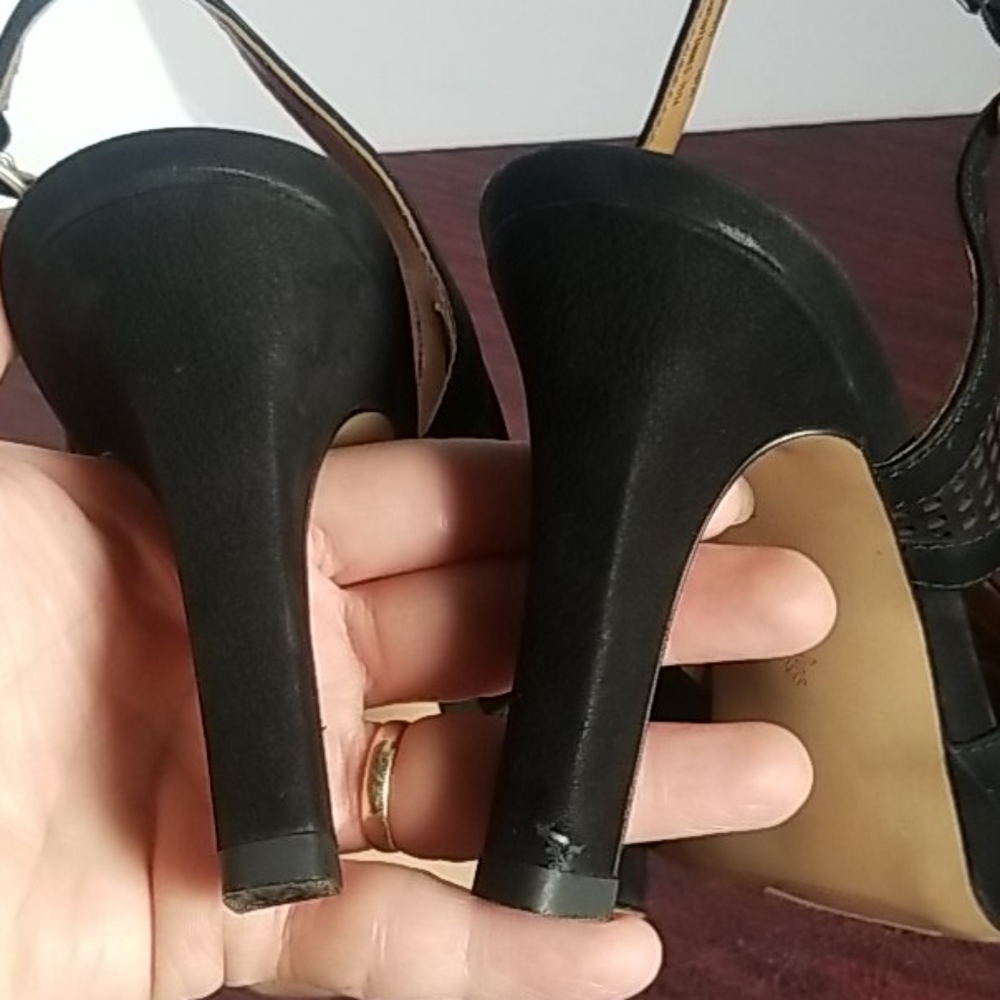 Clarks Artisan Black Slingback Heels Sandals Sz 10 - Picture 8 of 14